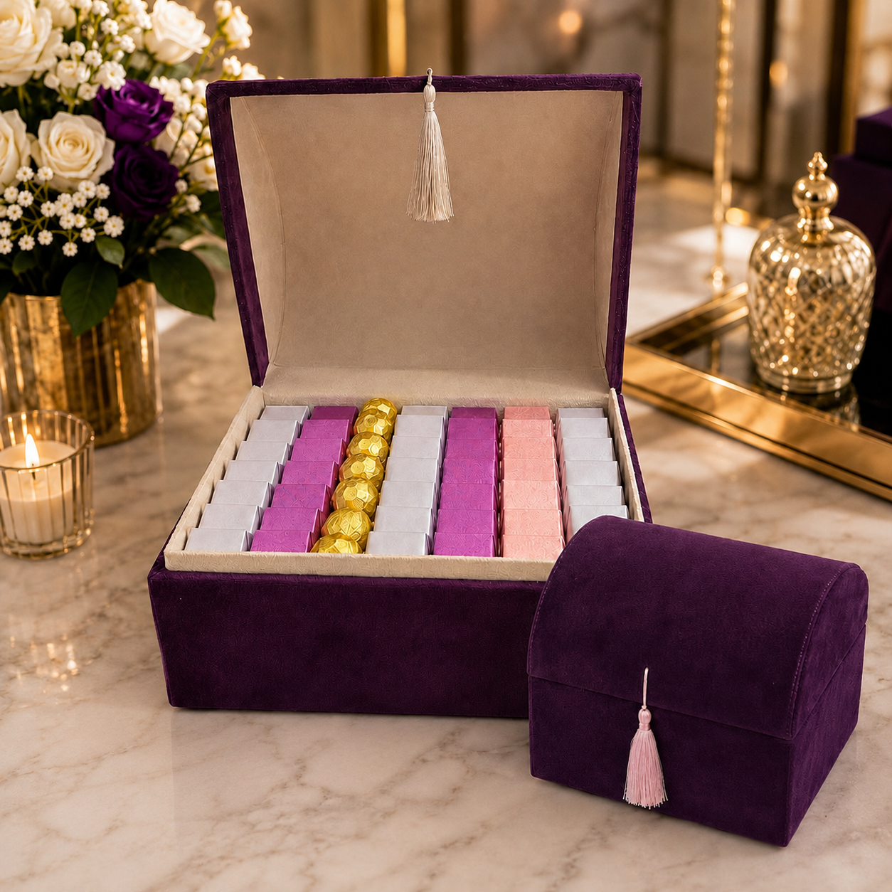 Coffret Prestige de Chocolat Belge – DÉCO & MARC (Violet)