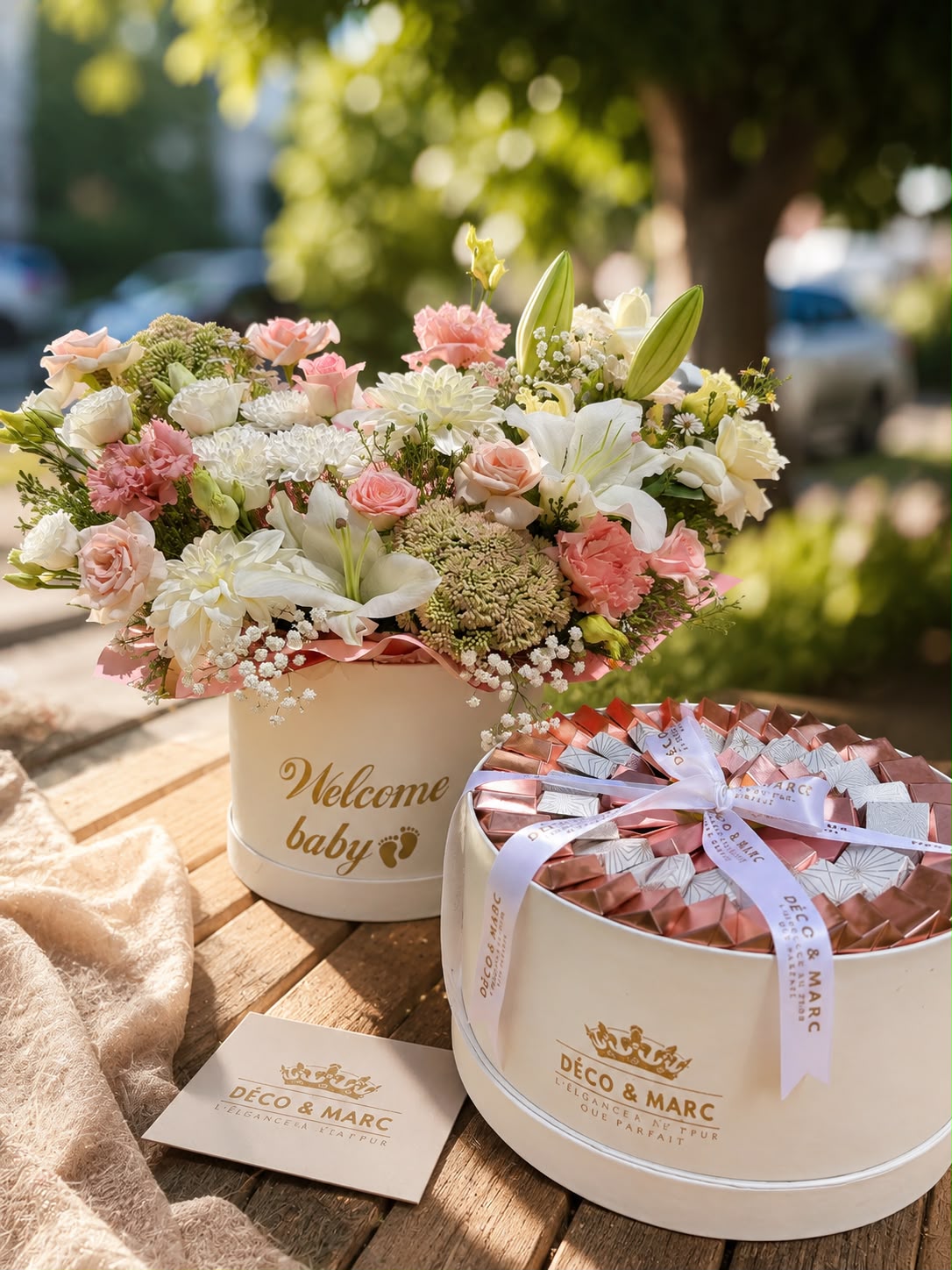 1-kg Box of Belgian Chocolate & Floral Arrangement