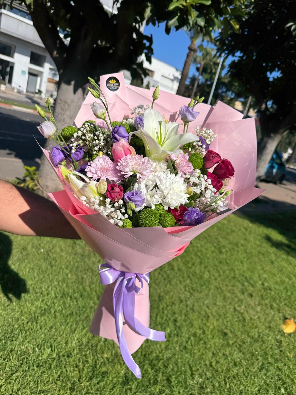 Pink & Purple Mixed Flowers Bouquet - Image 2