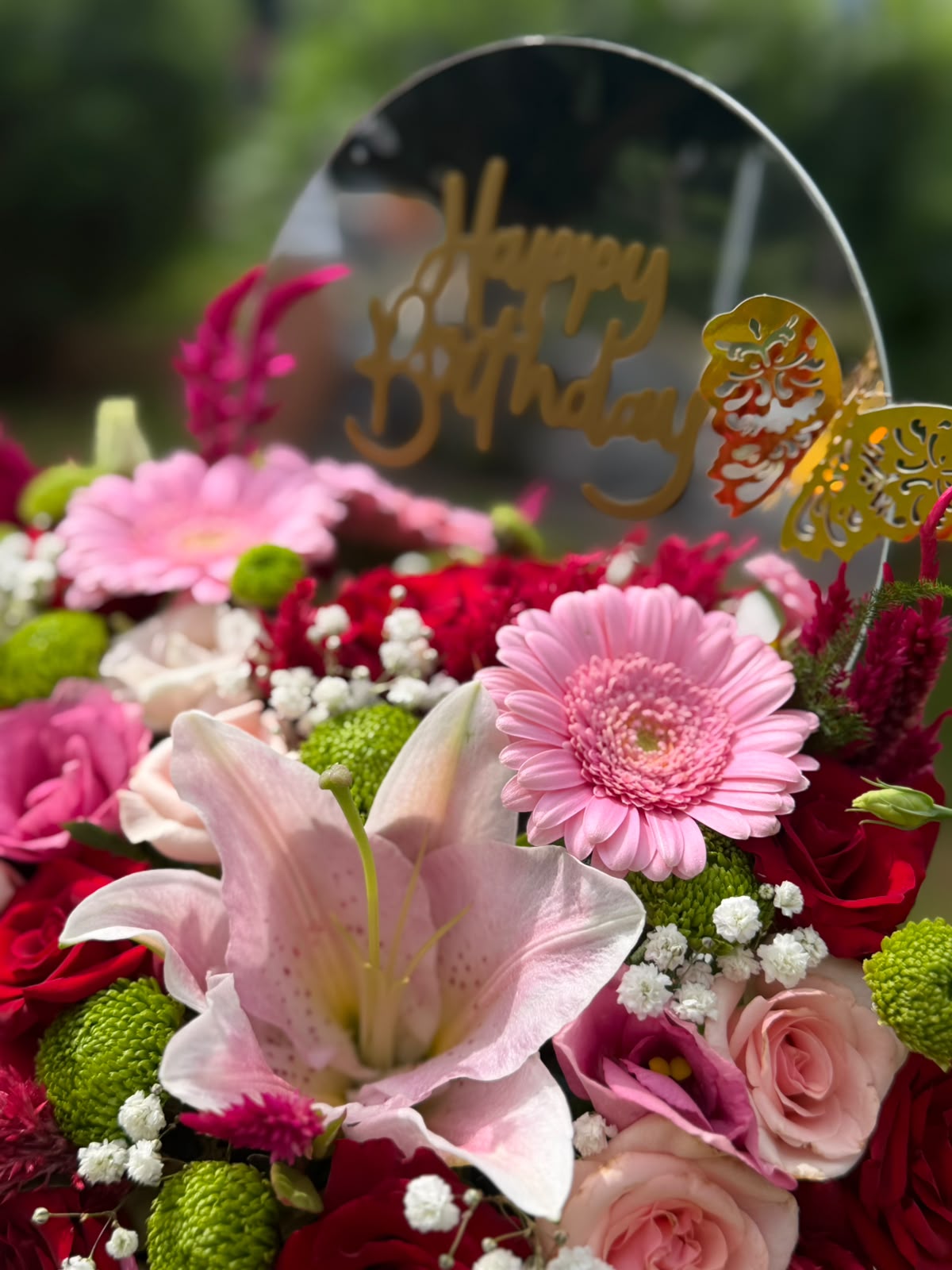 Coffret Happy Birthday – Fleurs, Miroir & Chocolat Belge - Image 2