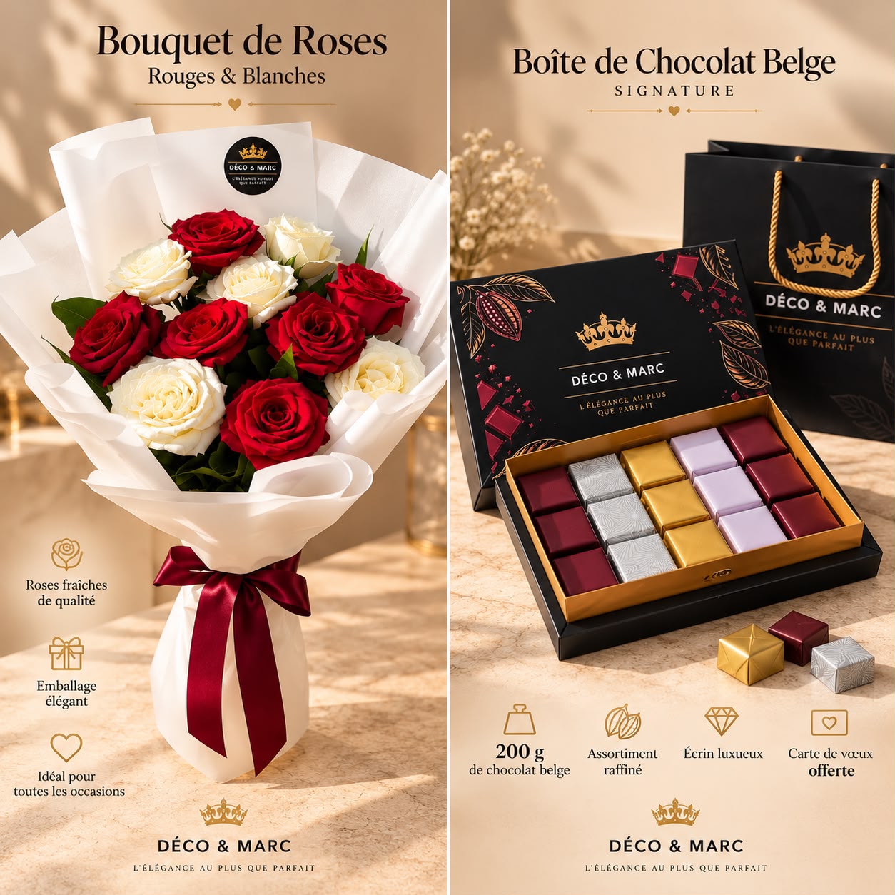 Bouquet de Roses & Coffret Chocolat Belge 200 g - Image 2